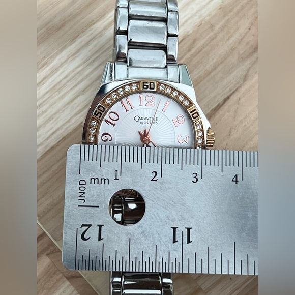 Caravelle by Bulova Ladies Watch Stainless Bracelet White Dial Date Window - Picture 11 of 12